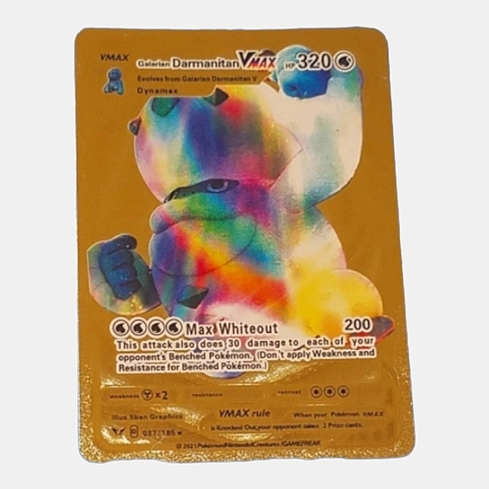 💖Collector's Galarian Darmanitan V-Max 320hp Metal Gold Foil Pokemon Card